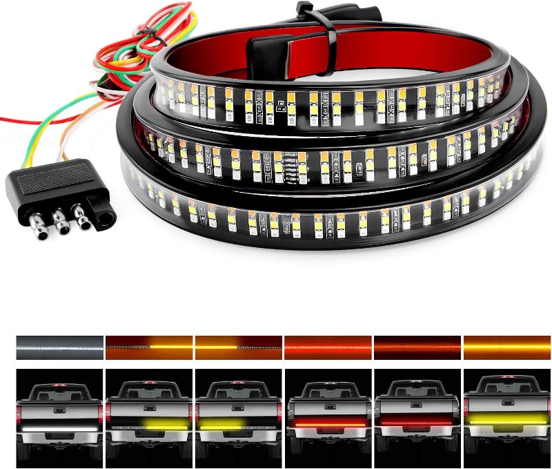 Photo 1 of Nilight TR-04 Truck Tailgate Bar 60" Triple Row 504 LED Strip with Red Brake White Reverse Sequential Amber Turning Signals Strobe Lights?2 Years Warranty 60" Light Strip