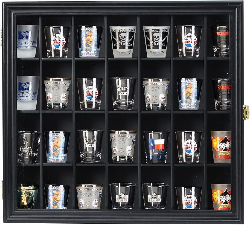 Photo 1 of 
Shot Glass Display Case Wooden Cabinet Rack Holder Wall Mounted Shadow Box Lockable with UV Protection Acrylic Glass Door Shot Glass Collection...