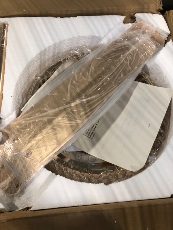 Photo 1 of Morpholife Crystal Ceiling Fan With Lights Remote Control, Modern LED Chandelier Fan, Indoor Elegant Fandelier with 5 Reversible Blades Home Decoration Living Room Bedroom (48" Rose Gold)