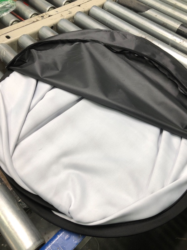 Photo 3 of 4.92X3.28 ft (1.5mX1m) 2 in 1 Cotton Muslin Black White Collapsible Reflector Backgrounds Portable Collapsible Reversible Photography Backdrop with Carrying Bag