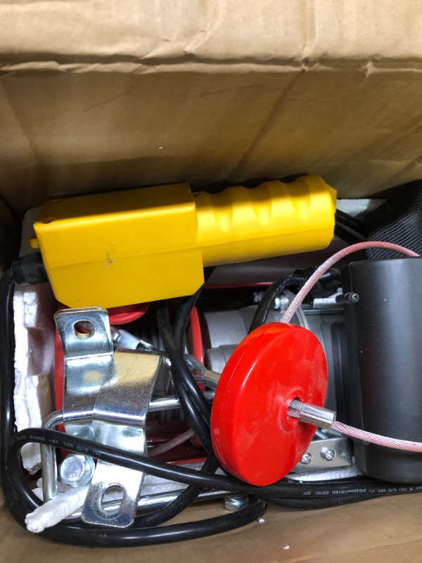 Photo 1 of VIVOHOME 110V 1320 Lbs Lift Electric Hoist, Electric Winch, Garage Ceiling Crane Overhead, Zinc-Plated Steel Wire Hoist for Garage, Warehouses, Factories Lifting with Emergency Stop Switch