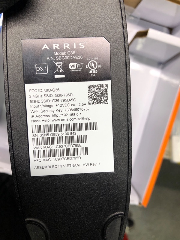 Photo 5 of ARRIS Surfboard G36 DOCSIS 3.1 Multi-Gigabit Cable Modem & AX3000 Wi-Fi Router | Comcast Xfinity, Cox, Spectrum| Four 2.5 Gbps Ports | 1.2 Gbps Max Internet Speeds | 4 OFDM Channels | 2 Year Warranty Cable Modem Router - DOCSIS 3.1 Gigabit