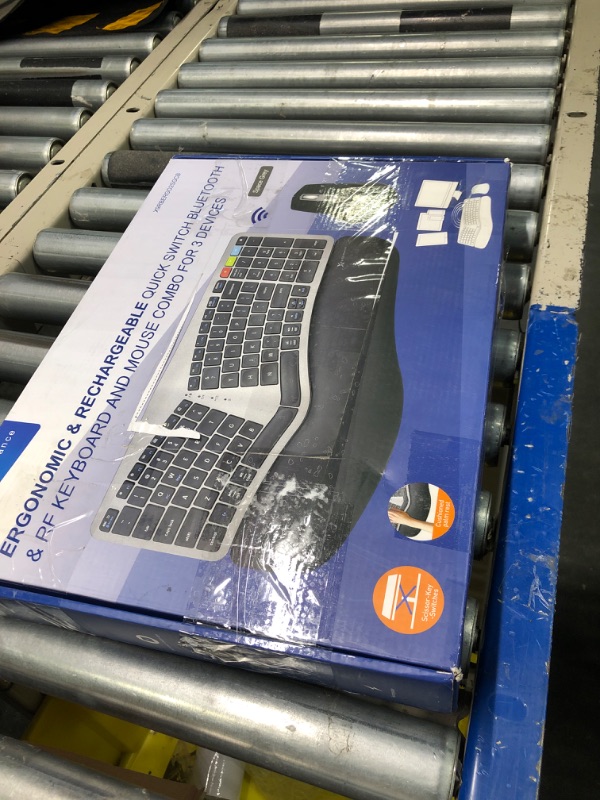 Photo 1 of X9 Wireless Ergonomic Keyboard Mouse Combo - 2.4G+BT Optimized for Comfort - Bluetooth Ergonomic Split Keyboard with Wrist Rest and 6 Button Ergo Mouse - Rechargeable Mouse Keyboard - X9RBERGO2SGCB