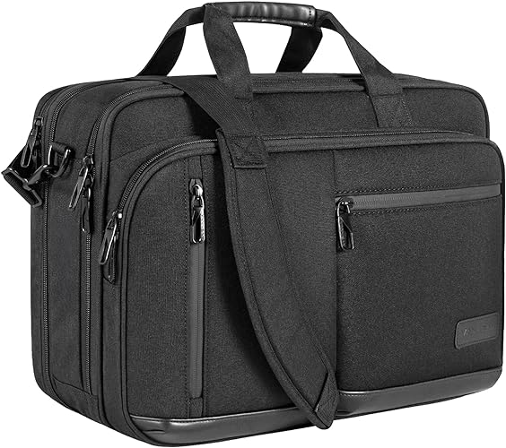 Photo 1 of VANKEAN Laptop Briefcase for Men Women, 17.3 Inch Laptop Bag Water Repellent & Expandable Messenger Bag with Strap, Premium Shoulder Bag Womens Briefcase Computer Bag for Travel/Business/School, Black