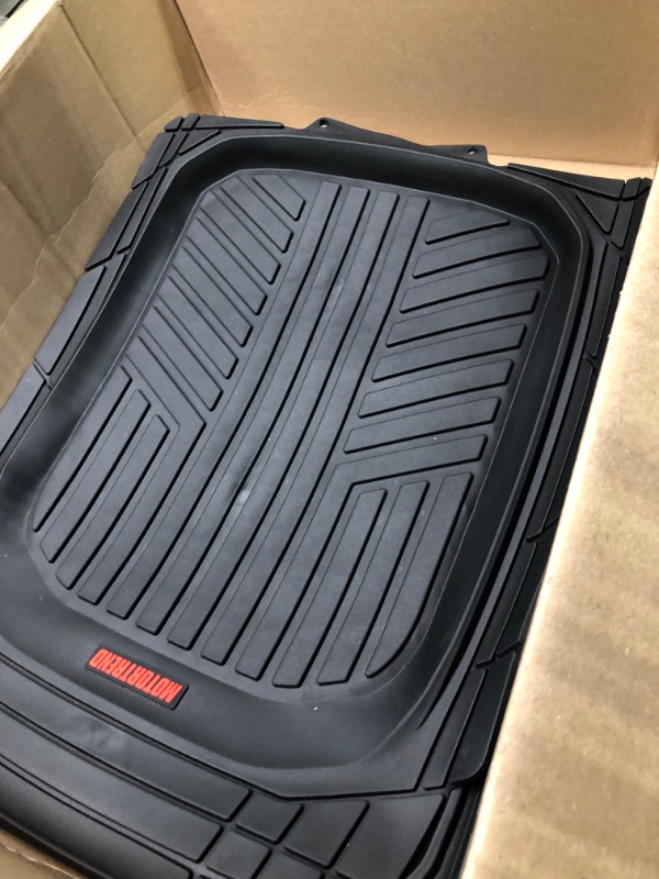 Photo 3 of Motor Trend FlexTough Contour Heavy Duty Rubber Car Floor Mats with Cargo Liner - All Weather Full Set Front & Rear Floor Mats fits Most Cars Truck SUV, Automotive Floor Mats FlexTough TrunkShield Black