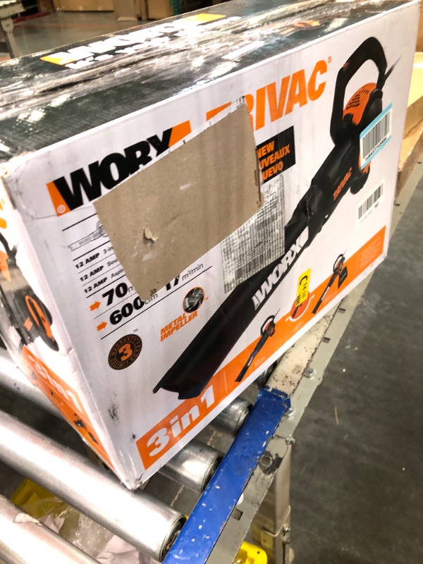 Photo 2 of **FOR PARTS ONLY** WORX 12 Amp TRIVAC 3-in-1 Electric Leaf Blower/Mulcher/Yard Vacuum - WG512 & WA0030 Landscaping 26-Gallon Collapsible Yard Waste Bag/Leaf Bin 12-amp 3-in-1 Vacuum Blower/Mulcher/Vac Blower + Waste Bag