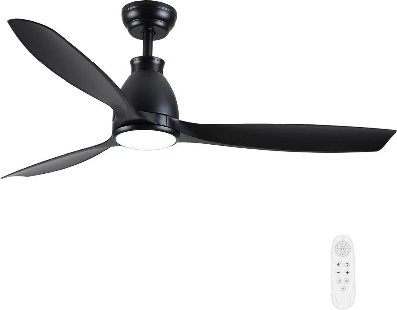Photo 1 of 
Newday 52Inch Ceiling Fan with Lights, Modern Black Ceiling Fan with Remote Control, Quiet Reversible Motor, Dimmable 3 Color temperatures LED for Bedroom