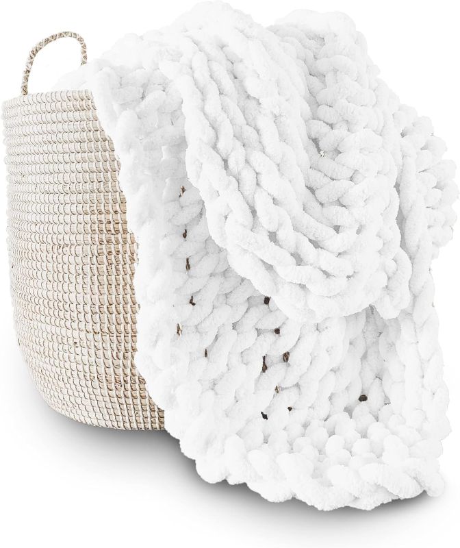 Photo 1 of Adyrescia Chunky Knit Blanket Throw | 100% Hand Knit with Jumbo Chenille Yarn

