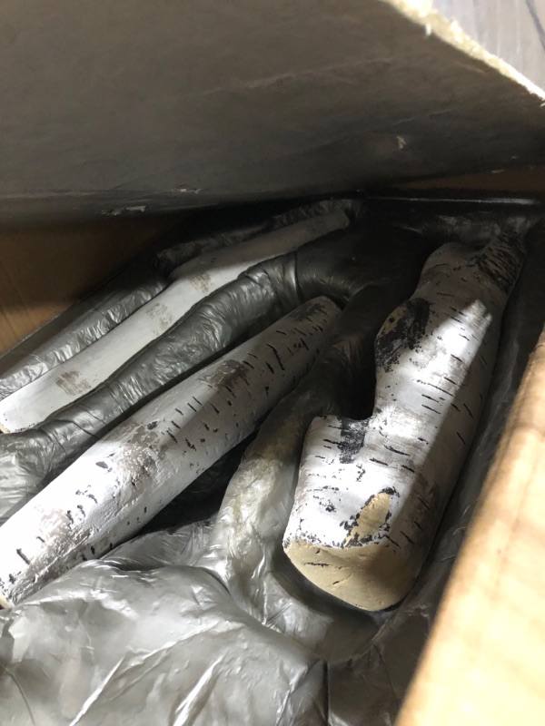 Photo 1 of Uniflasy 26.8" Gas Fireplace Log Set, Ceramic White Birch for Intdoor Inserts, Vented, Propane, Electric Gas Fireplaces, Outdoor, Linear Fire Pits Ceramic Fiber Fake Wood Logs, Fireplace Decor, 6pcs 18.9"-26.7"