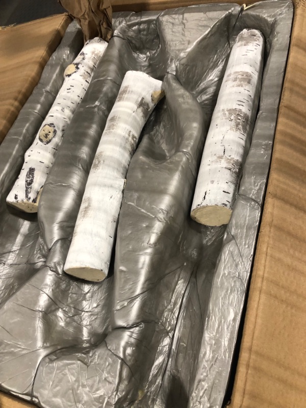 Photo 1 of Uniflasy 26.8" Gas Fireplace Log Set, Ceramic White Birch for Intdoor Inserts, Vented, Propane, Electric Gas Fireplaces, Outdoor, Linear Fire Pits Ceramic Fiber Fake Wood Logs, Fireplace Decor, 6pcs 18.9"-26.7"