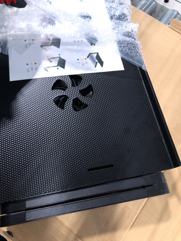 Photo 1 of Laptop Table Stand Adjustable Riser: Portable with Mouse Pad Fully Ergonomic Mount Ultrabook MacBook Gaming Notebook Light Weight Aluminum Black Bed Tray Desk Book Fans Up to 17 inch