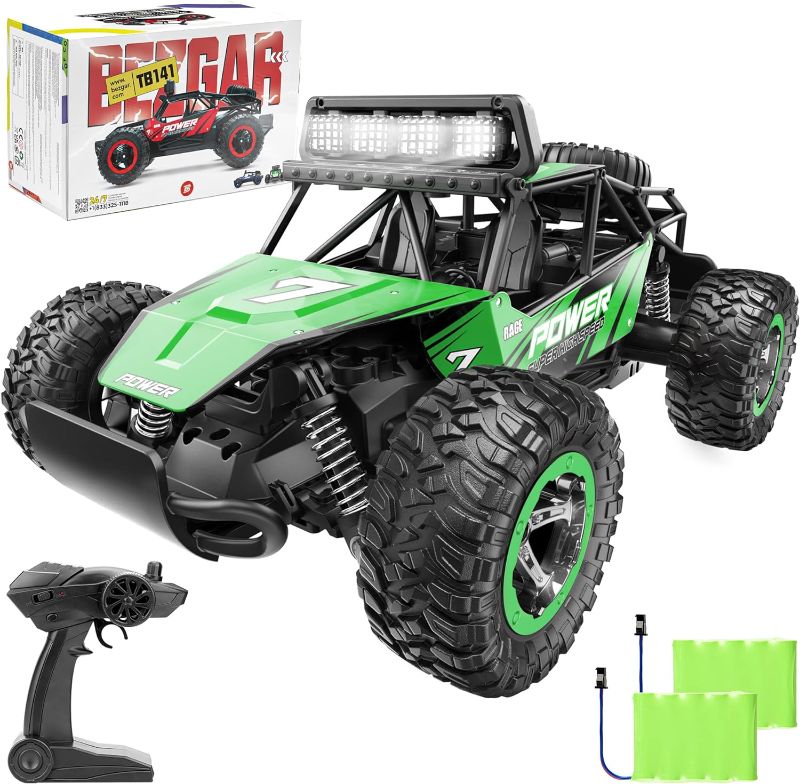 Photo 1 of BEZGAR TB141 RC Cars-1:14 Scale Remote Control Car, 2WD High Speed 20 Km/h All Terrains Electric Toy Off Road RC Car Vehicle Truck Crawler with Two Rechargeable Batteries for Boys Kids and Adults Blue 1:14 Scale