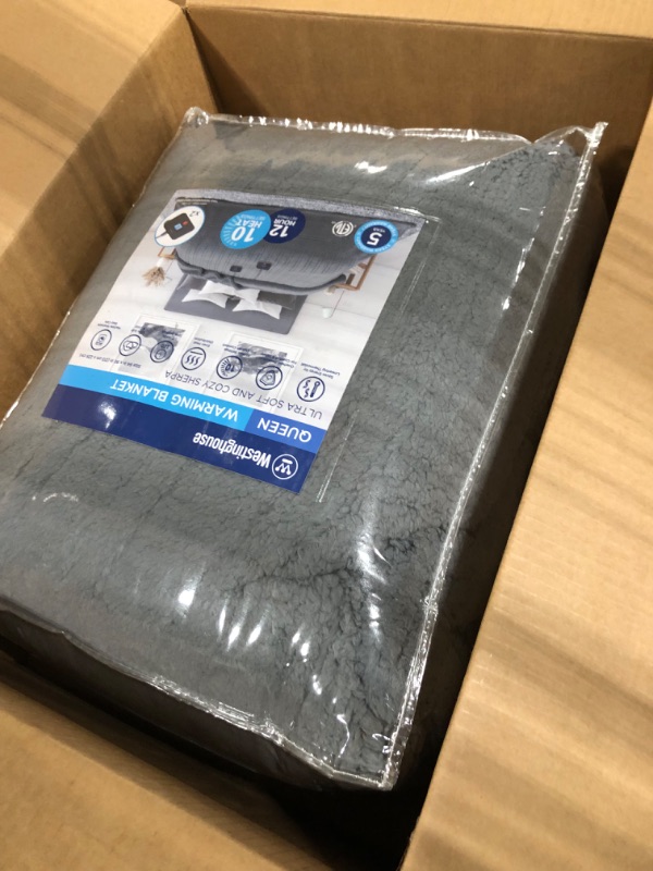 Photo 2 of ******FOR PARTS ONLY****** Westinghouse Electric Blanket Queen Size, Soft Plush Sherpa Heated Blanket with 10 Heating Levels & 1-12 Hours Auto-Off, Machine Washable, 84x90 inches, Darkgrey Dark Grey Queen 