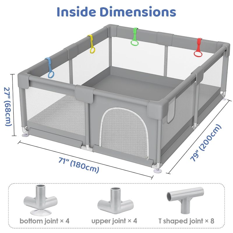 Photo 1 of 79" ×71" Extra Large Baby Playpen, Big Play Pens for Babies and Toddlers, Gap-Free, Climb-Proof Baby Playards for Indoor Fun, Baby Gate Playpen with Zippered Door and Storage Bag