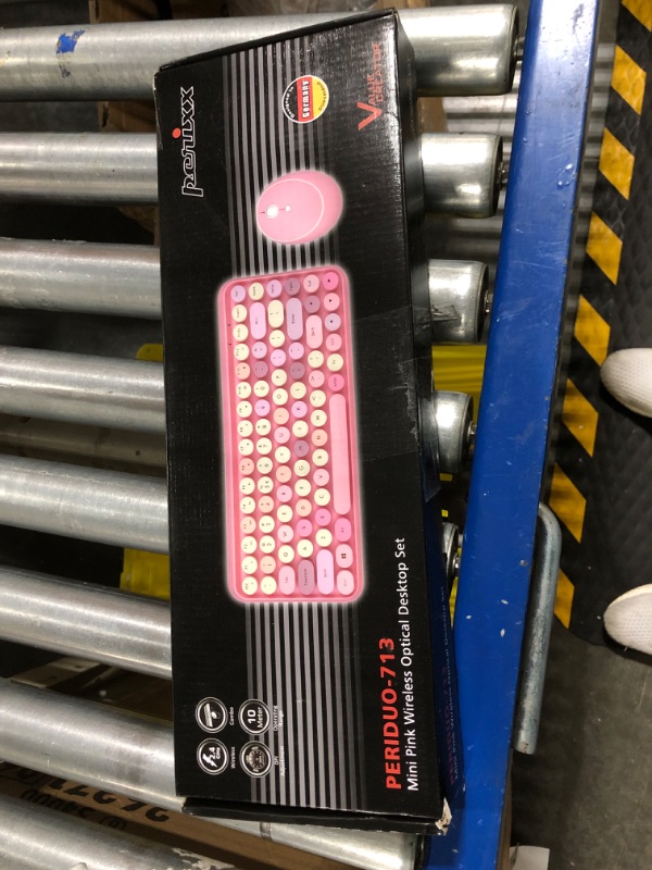 Photo 1 of Perixx PERIDUO-713 Wireless Mini Keyboard and Mouse Combo, Retro Round Key Caps, Pastel Pink, US English Layout