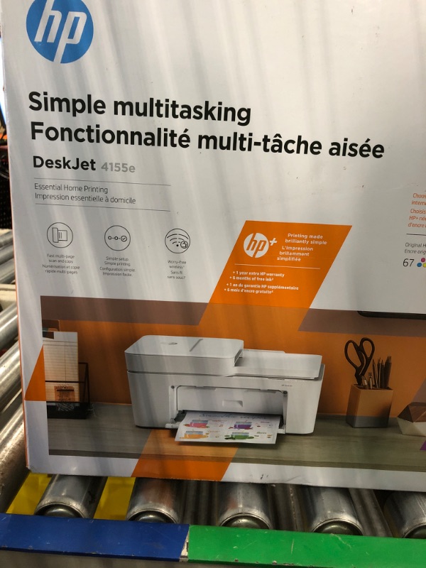 Photo 1 of HP DeskJet 4155e Wireless Color All-in-One Printer & 67XL Tri-Color High-Yield Ink Cartridge | 3YM58AN & 67XL Black High-Yield Ink Cartridge | 3YM57AN Printer + Tri-color Ink + Black Ink