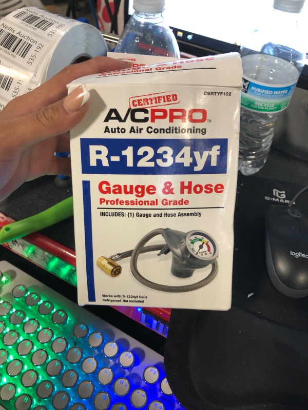 Photo 1 of InterDynamics Certified AC Pro Car Air Conditioner R1234YF Refrigerant Gauge and Hose, Reusable AC Recharge Kit, 72 in R-1234yf R-1234yf Recharge Gauge and Hose
