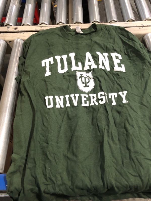 Photo 2 of Barnesmith Short Sleeve T-Shirt, Unisex, Heritage Logo, NCAA Colleges Medium Tulane - Hunter Green