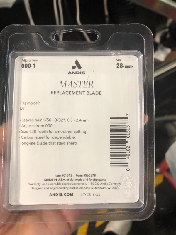 Photo 3 of Andis 01513 Improved Master Replacement Blade For SM, ML And M Model Trimmers, Gray