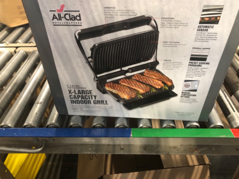 Photo 2 of All-Clad AutoSense Stainless Steel Indoor Grill, Panini Press XL Automatic Cooking 1800 Watts Smokeless, Removable Plates, Dishwasher Safe Electric Grill