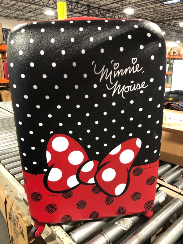 Photo 1 of AMERICAN TOURISTER Kids' Disney Hardside Luggage with Spinner Wheels, Minnie Mouse Red Bow, 1-Piece Set (21/28) 1-Piece Set (21/28) Minnie Mouse Red Bow