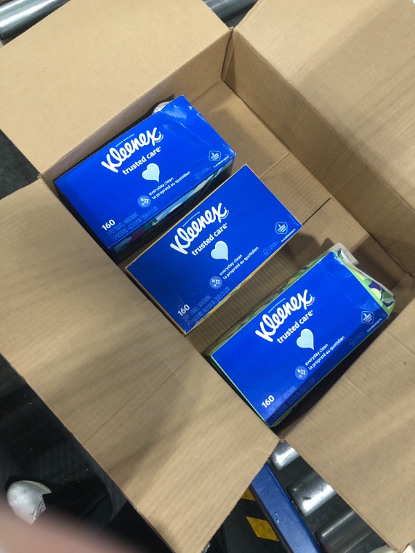 Photo 1 of Kleenex Trusted Care Facial Tissues, Flat Box, 160 Tissues per Box,  (160 Total Tissues) White 160 Count (Pack of 3)