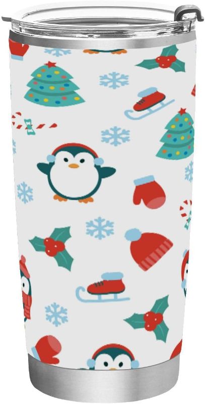 Photo 1 of 12 Oz Stainless Steel Vacuum Insulated Tumbler Christmas Tree Cute Penguins Coffee Cup with Lids and Straw Xmas Snowflakes Double Wall Water Travel Mug for Hot and Cold Drinks for Home Office