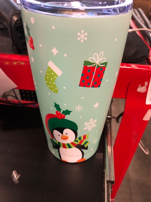 Photo 3 of 12 Oz Stainless Steel Vacuum Insulated Tumbler Christmas Tree Cute Penguins Coffee Cup with Lids and Straw Xmas Snowflakes Double Wall Water Travel Mug for Hot and Cold Drinks for Home Office