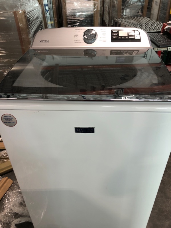 Photo 1 of Maytag Smart Capable 5.3-cu ft High Efficiency Impeller Smart Top-Load Washer (White) ENERGY STAR
