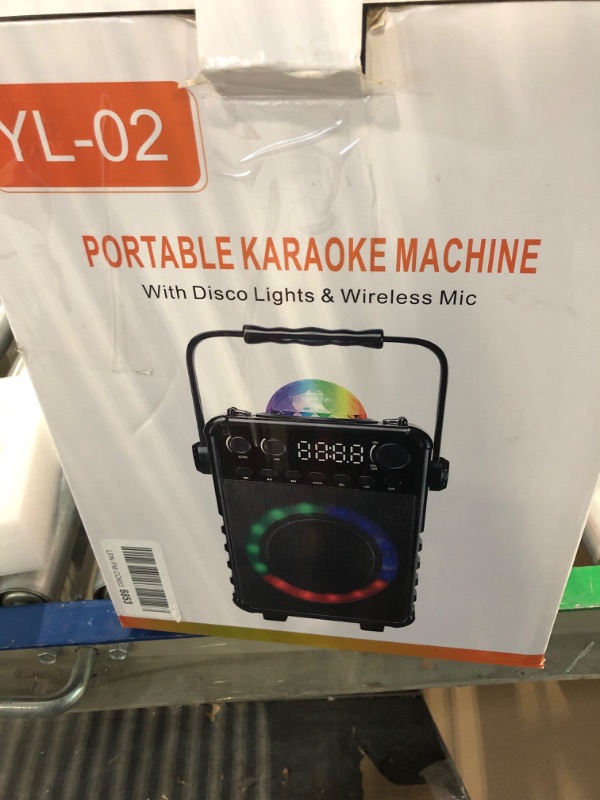 Photo 2 of Amazmic Karaoke Machine with 2 Wireless Microphones, Bluetooth Portable PA System Bluetooth Speaker with Disco Lights for Kids & Adults, Family Party/Speach, Supports TF Card/USB, AUX in, FM 7