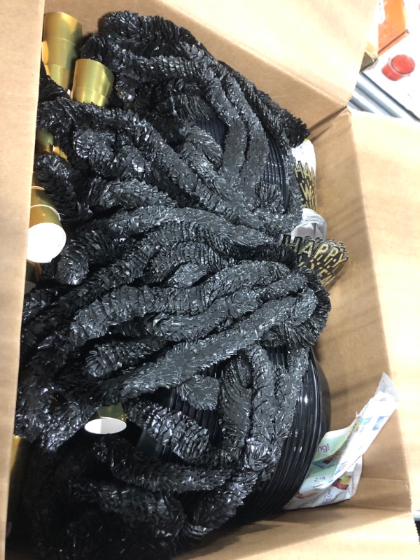 Photo 1 of Windy City Novelties - New Year’s Eve 2023 Gold Showboat Party Kit for 100 Guests | Tiaras Top Hats Derby Hats Noisemakers Horns Bead Necklaces New Year’s Eve Party Favors New Year’s Party Supplies Party Hats.