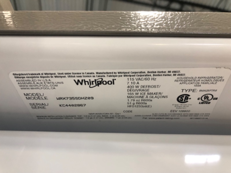 Photo 11 of ***FOR PARTS ONLY***

Whirlpool 24.5-cu ft 4-Door French Door Refrigerator with Ice Maker (Fingerprint Resistant Stainless Steel) ENERGY STAR - 