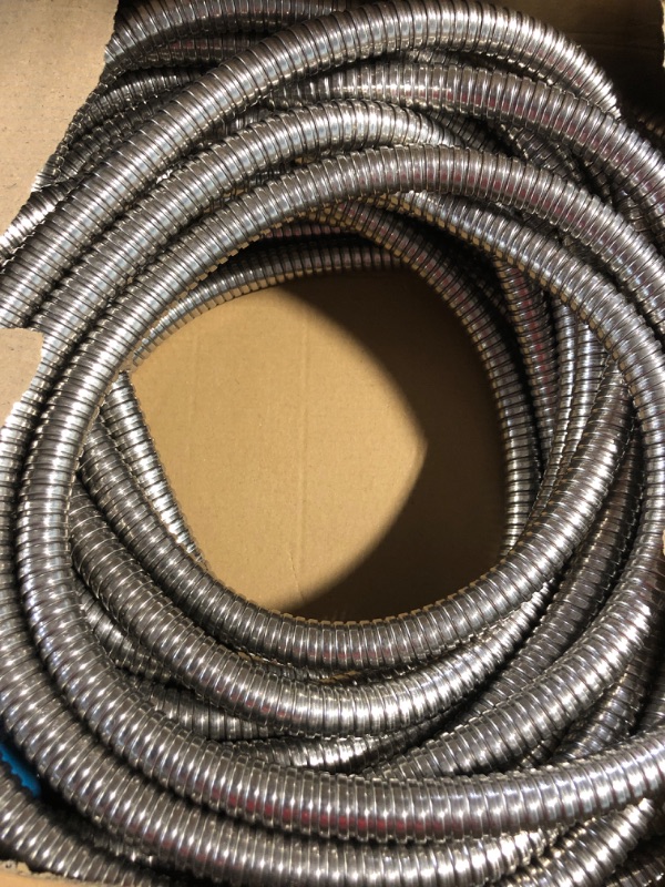 Photo 3 of Aqua Joe AJSGH75 1/2-Inch Heavy-Duty, Puncture Proof Kink-Free, Spiral Constructed 304-Stainless Steel Metal, Garden Hose, 75-Foot Aluminum Fitting Garden Hose 75 ft.