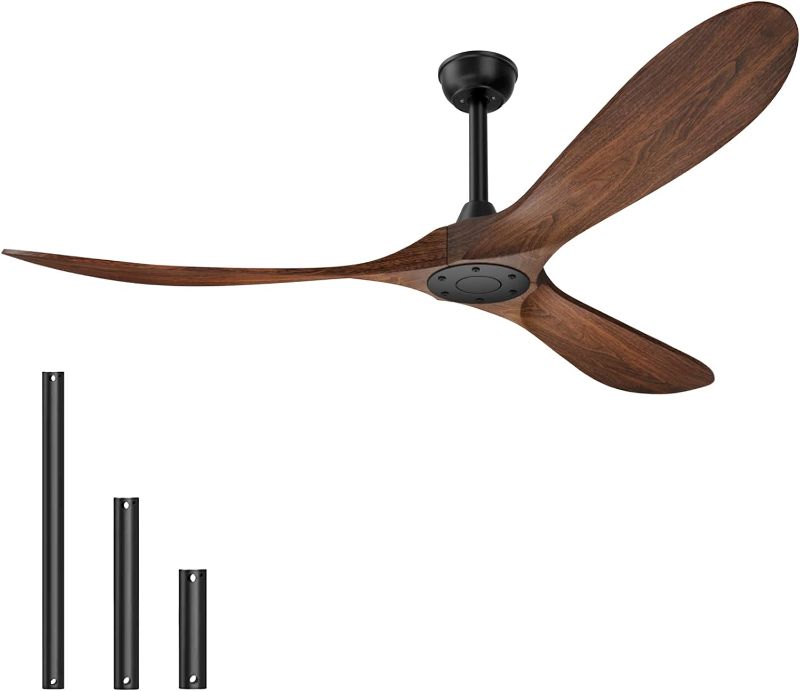 Photo 1 of ***NO REMOTE***

ghicc White Ceiling Fan with Remote Outdoor Ceiling Fans for Patios Modern Ceiling Fan No Light,Matte Black,60-Inch 60-inch brown -ABS