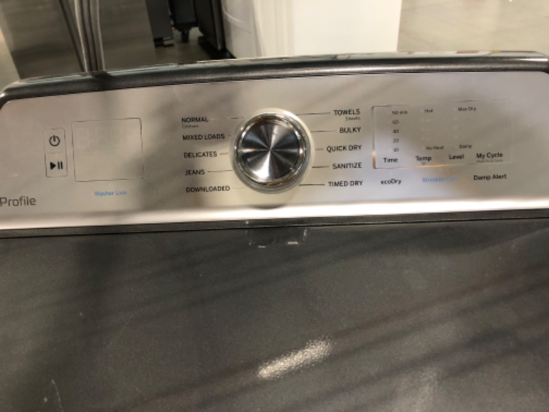 Photo 5 of GE Profile 7.4-cu ft Smart Electric Dryer (Diamond Gray) ENERGY STAR
