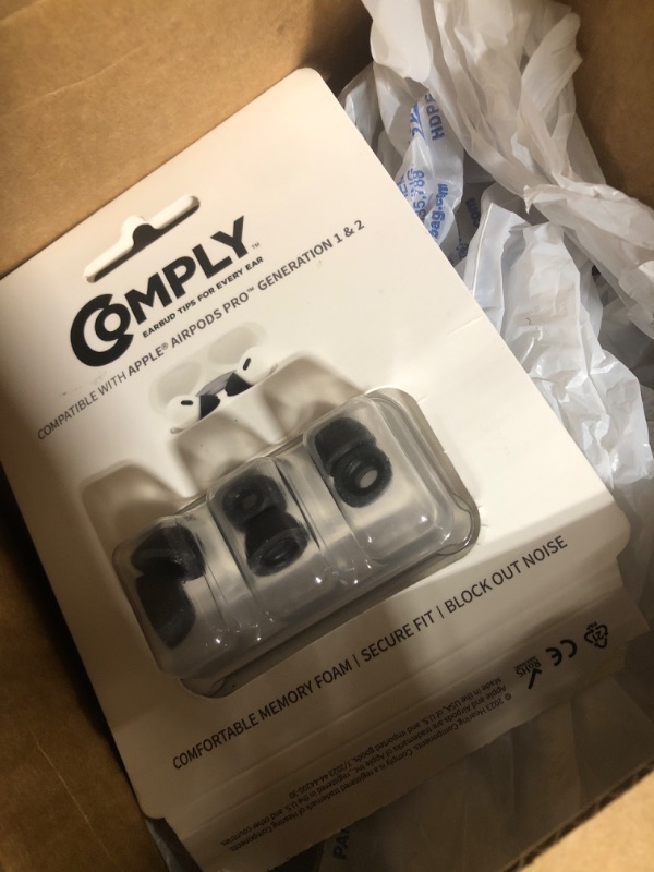 Photo 2 of COMPLY Foam Ear Tips for Apple AirPods Pro Generation 1 & 2, Ultimate Comfort| Unshakeable Fit| Assorted S/M/L, 3 Pairs Assorted Small/Medium/Large