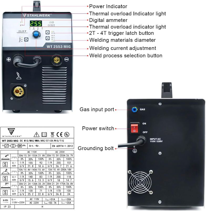 Photo 1 of 255A Mig Welder 3 in 1 MIG/TIG/MMA 110V/220V Dual Voltage Gas/Gasless Welding Machine