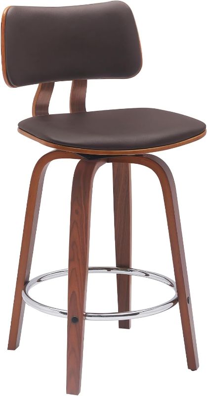 Photo 1 of Armen Living Shelly Brown Counter height (22-in to 26-in) Upholstered Swivel Bar Stool