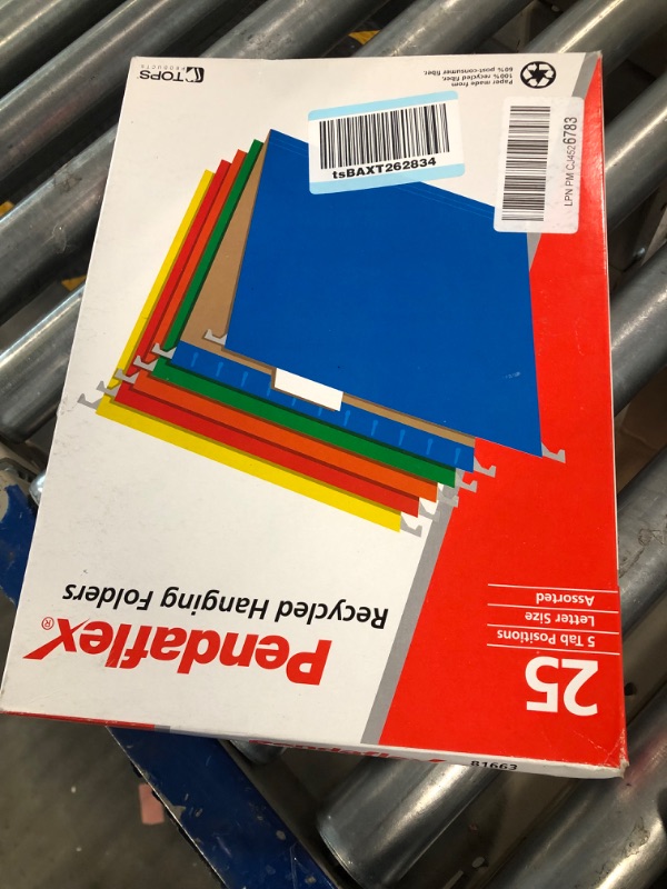 Photo 2 of Pendaflex Hanging File Folders, Letter Size, Assorted Colors, 1/5-Cut Adjustable Tabs, 25 Per Box (81663) Assorted Colors Letter Folders