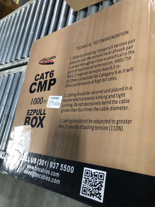 Photo 1 of 550MHZ CAT6 Plenum Cable 1000ft Blue, 23AWG 4Pair, Solid Network Cable Unshielded Twisted Pair (UTP), Available in Blue, White, Yellow, Gray, Purple, Green & Black (Blue)