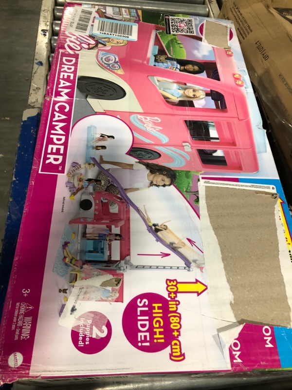 Photo 2 of Barbie Camper, DreamCamper Toy Playset with 60+ Barbie Accessories and Furniture Pieces, 7 Play Areas Including Pool and Slide