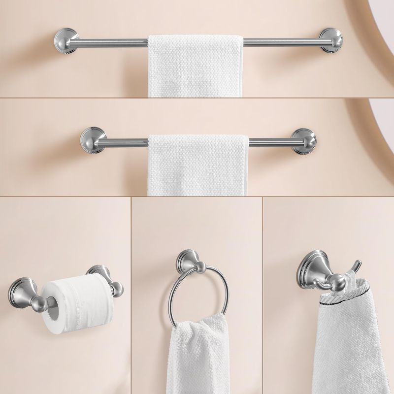 Photo 1 of 14 Pieces Bathroom Hardware Set Brushed Nickel, Stainless Steel Bathroom Hardware Set, Bath Towel Bar Set, Towel Racks for Bathroom Wall Mounted