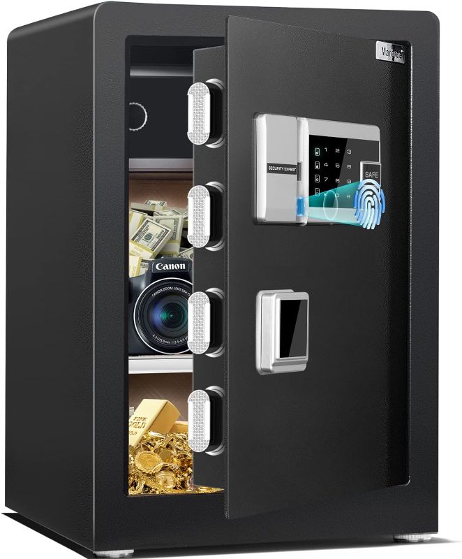 Photo 1 of ***DAMAGE TO TOP*** 

Marcree Biometric Fingerprint Safe Box, 2.6 Cub Fingerprint Safe with Voice Prompt and Private Inner Cabinet, Home Safe with Touch Screen Keypad, Dual Warning for Money Documents Valuables