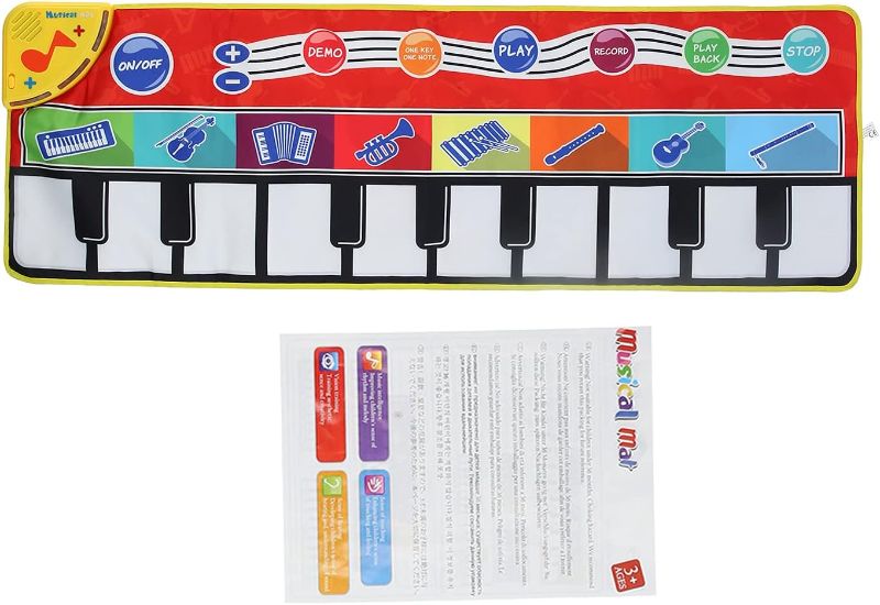 Photo 1 of 01 Piano Music Mat, Children Music Piano Keyboard Mat Dance Floor Mat Kid Musical Play Mat Early Education Toy, Ideal Boys Girls(110×36cm