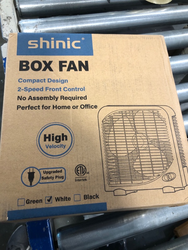 Photo 2 of 9 Inch Box Fan, 2 Speeds Table Cooling Fan with Strong Airflow, Energy Efficient Small Window Fan with Compact Design, Air Circulation Portable Kitchen Exhaust Fan for Bathroom, and Tabletop White