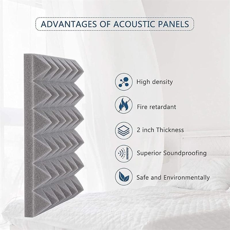 Photo 1 of 24 Pack Acoustic Foam Panels, 2" X 12" X 12" High Density Gray Sound Absorbing Studio Wedge Tiles, Fire Proofing Dampening Acoustic Padding for Home Office