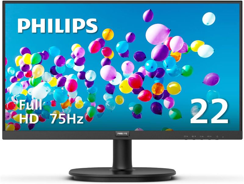 Photo 1 of PHILIPS 22 inch Class Thin Full HD (1920 x 1080) 75Hz Monitor, VESA, HDMI & VGA Port, 4 Year Advance Replacement Warranty, 221V8LN