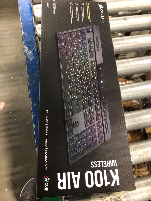 Photo 3 of Corsair K100 AIR Wireless RGB Mechanical Gaming Keyboard - Ultra-Thin, Sub-1ms Slipstream , Low-Latency Bluetooth, Cherry MX Ultra Low Profile Keyswitches - NA Layout, QWERTY - Black K100 AIR WIRELESS CHERRY MX Ultra Low Profile Switches