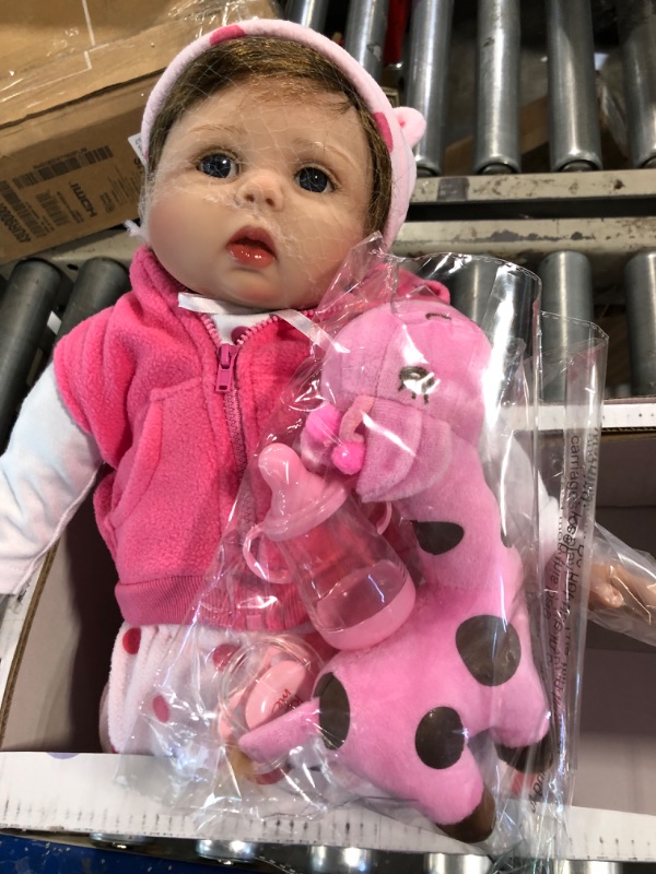 Photo 2 of Aori Reborn Baby Dolls 22 inch Realistic Newborn Baby Girl Doll Soft Vinyl with Giraffe Toy Life Like Babies Dolls for Kids Age 3+ Adorable Giraffe