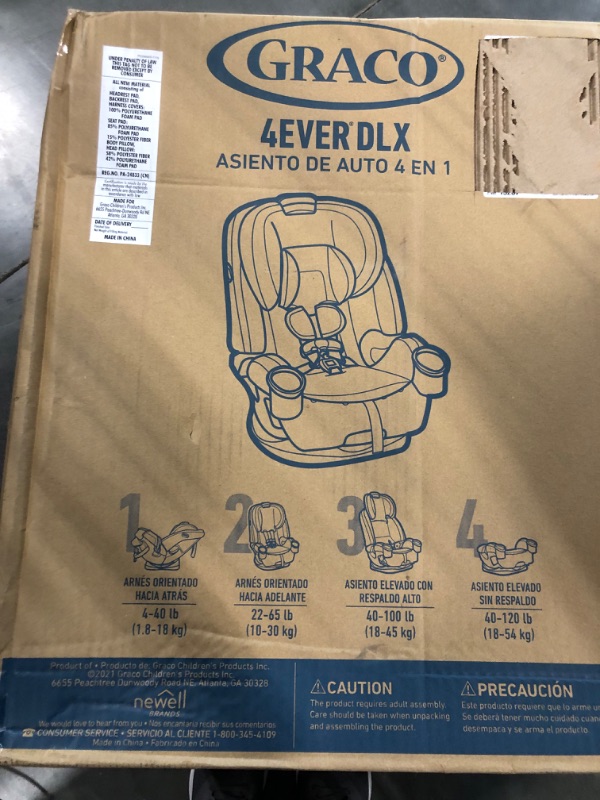 Photo 3 of Graco 4Ever DLX 4 in 1 Car Seat, Infant to Toddler Car Seat, with 10 Years of Use, Fairmont , 20x21.5x24 Inch (Pack of 1) DLX Fairmont